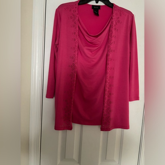 Pink size Medium R.Q.T. Top with attached jacket - Picture 4 of 4